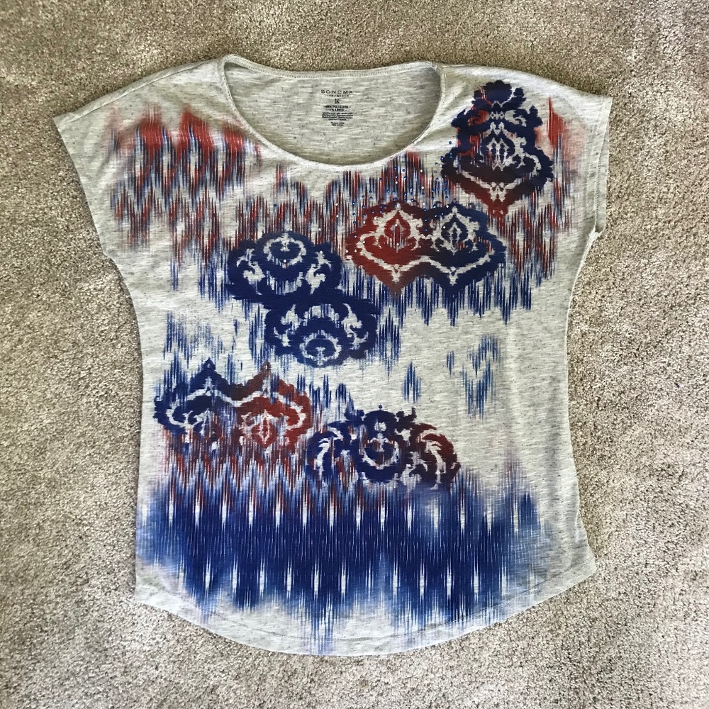 🌻EUC Floral Rhinestone Loose Fit Shirt